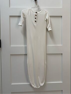 Lou Lou & Company Cream Ribbed Infant Sleep Gown with Button Placket